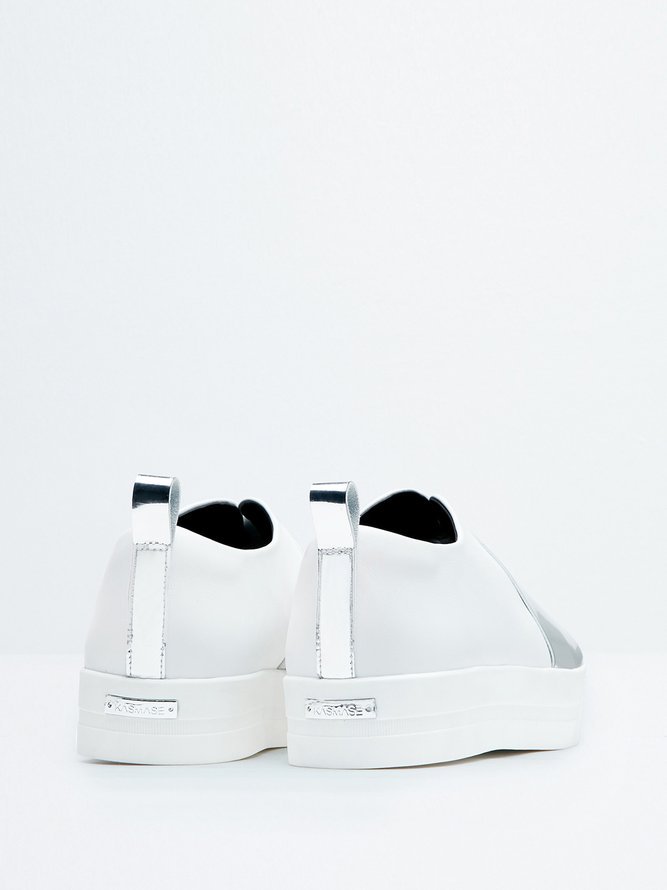 White Platform Leather Casual Sneakers